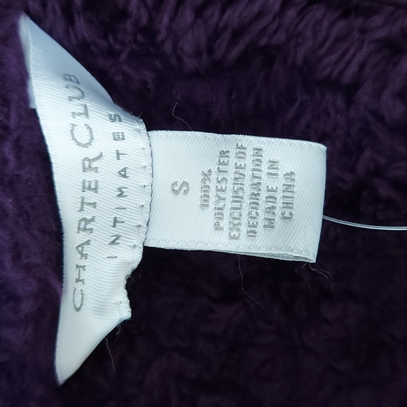 NWT Plush Robe Cozy Ladies Charter Club Zip Up Deep Purple Small Super Soft - Picture 4 of 10